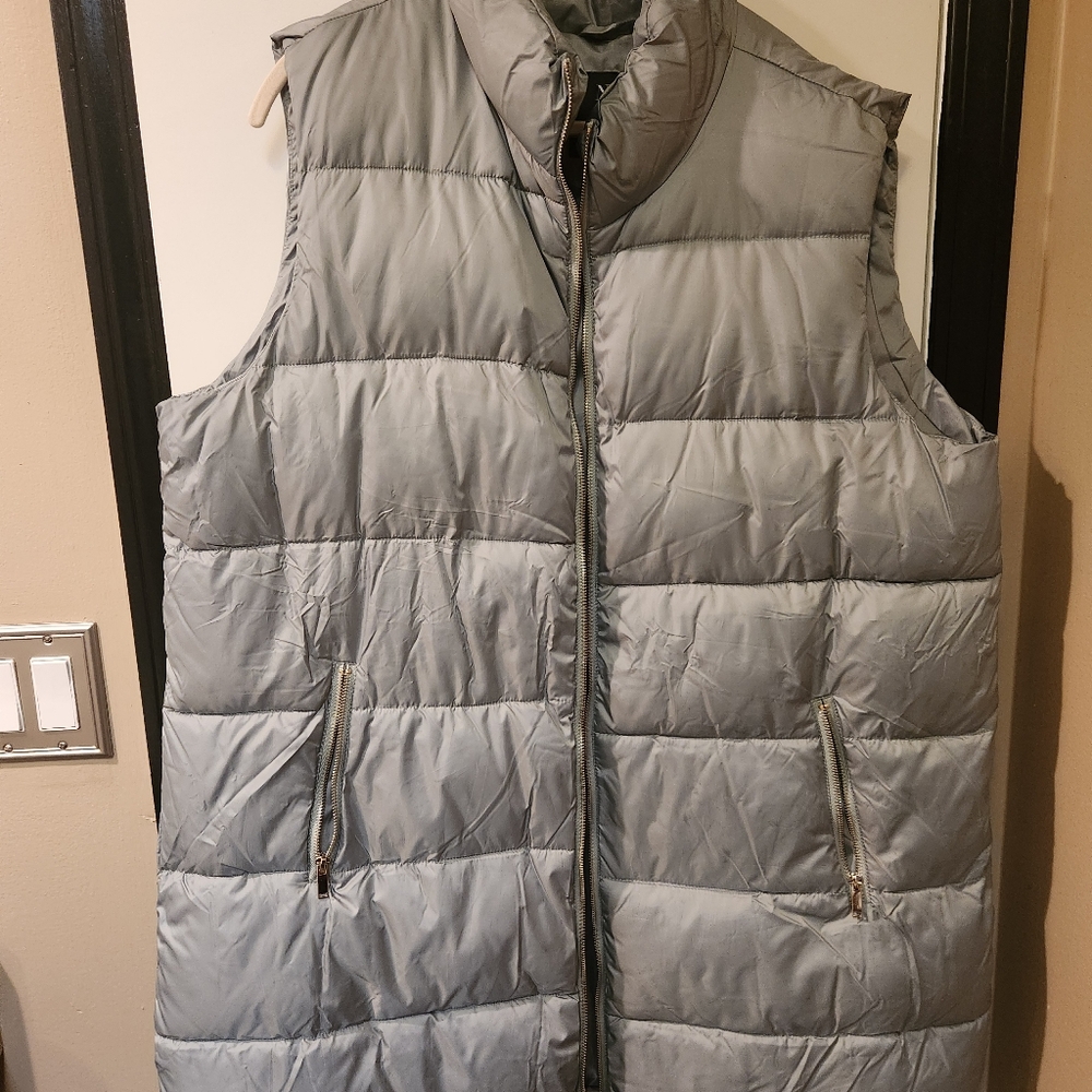 New York & Company Long  Light Green Puffer Vest